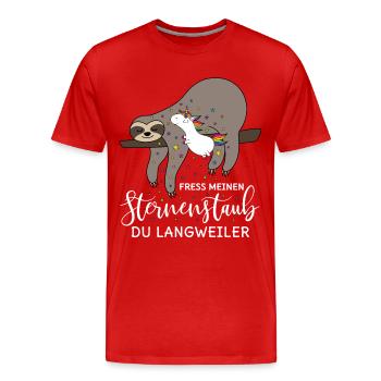 Sloth unicorn saying eat my stardust - Men's Premium Organic T-Shirt - red - Front - Damien (186cm)