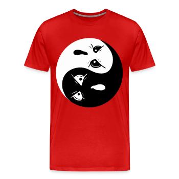 Yin Yang Gespenster I Halloween - Männer Premium Bio T-Shirt - Rot - Vorne - Damien (186cm)
