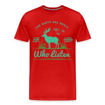 Hirsch Elch Ren Geweih Natur Erde Outdoor Geschenk - Männer Premium Bio T-Shirt - Rot - Vorne - Damien (186cm)