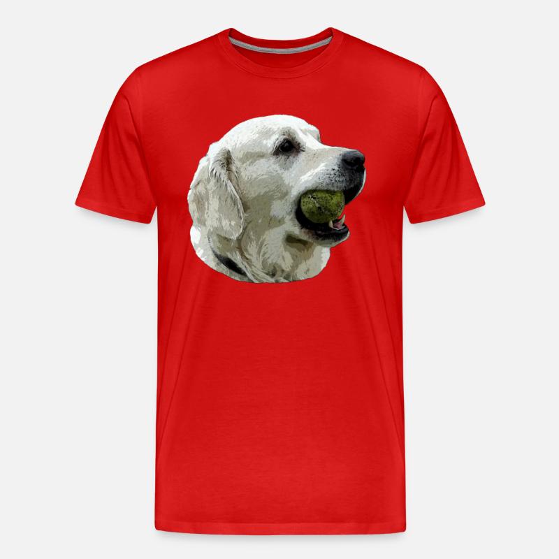 Labrador mit Ball - Männer Premium Bio T-Shirt - Rot
