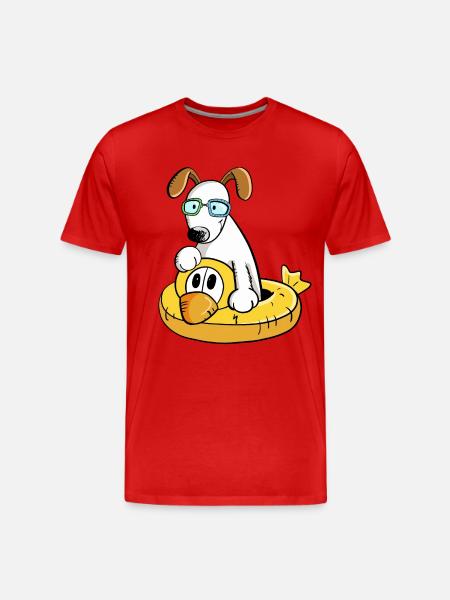 Dog On Vacation With Swimming Rip - Men's Premium Organic T-Shirt - red