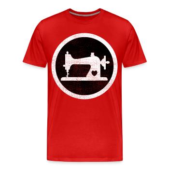 Machine à coudre vintage - T-shirt bio Premium Homme - rouge - Devant - Damien (186cm)
