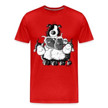 Border Collie und Schafe - Hütehund - Männer Premium Bio T-Shirt - Rot - Vorne - Damien (186cm)