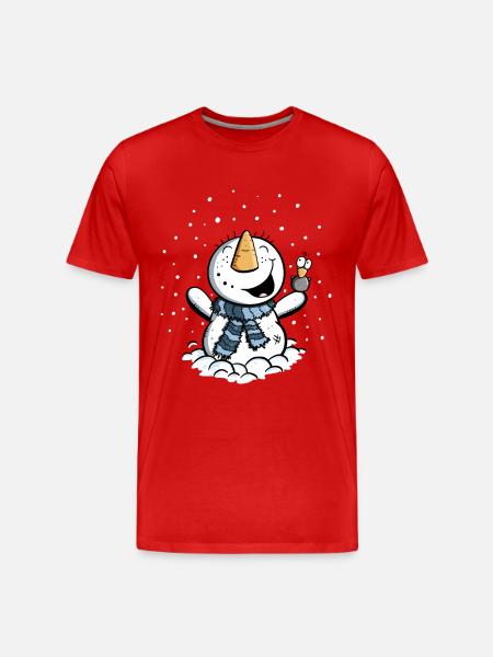 Laughing Snowman I Christmas Comic Gift - Men's Premium Organic T-Shirt - red