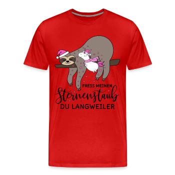 Paresseux licorne stardust noël hiver - T-shirt bio Premium Homme - rouge - Devant - Damien (186cm)