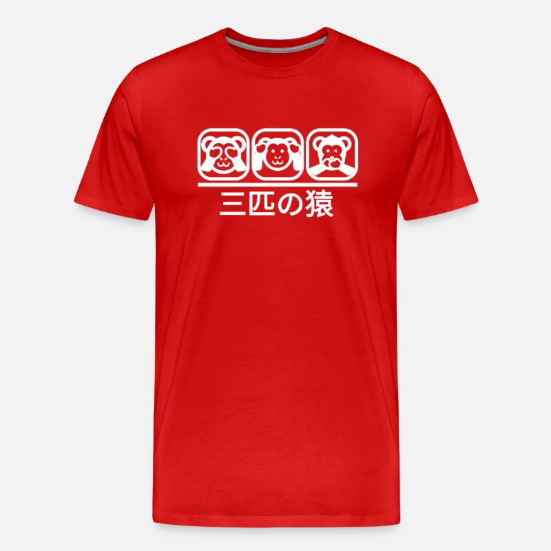 Drei Affen White - Männer Premium Bio T-Shirt - Rot