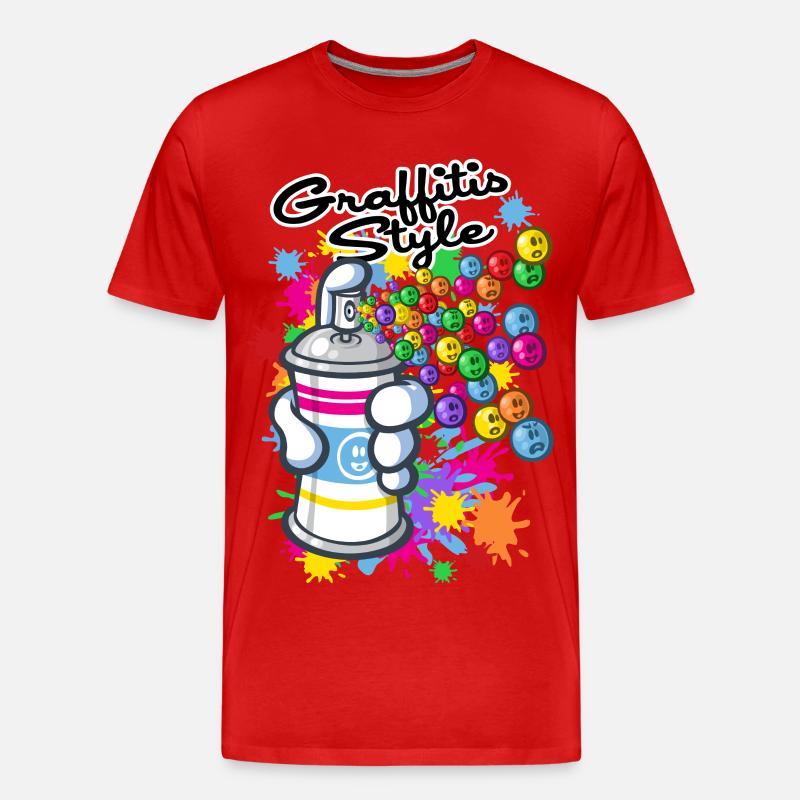 Graffiti Cartoon-Stil - Männer Premium Bio T-Shirt - Rot