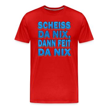 SCHEISS DA NIX - Männer Premium Bio T-Shirt - Rot - Vorne - Damien (186cm)