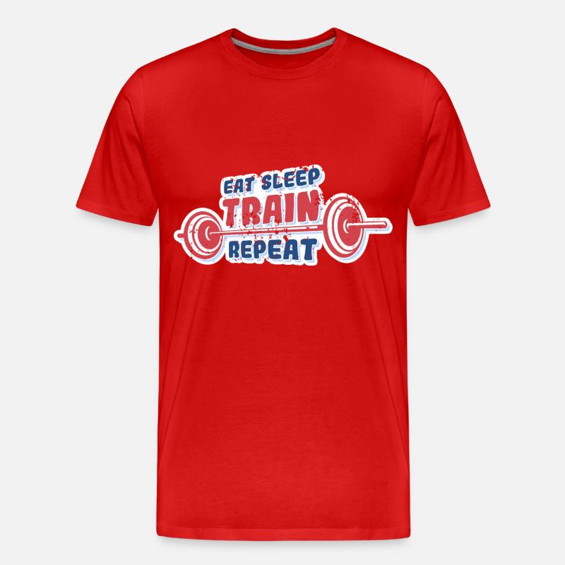 Eat Sleep Train Repeat - Männer Premium Bio T-Shirt - Rot