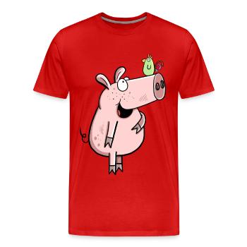 Cochon Avec Coq I BD Enfants Ferme Wutz Fun - T-shirt bio Premium Homme - rouge - Devant - Damien (186cm)