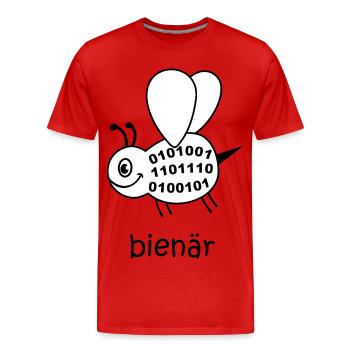 binaire, système binaire, abeille, bienaire, binary - T-shirt bio Premium Homme - rouge - Devant - Damien (186cm)