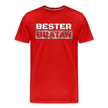 Bester Bratan Bruder Kumpel Digga - Männer Premium Bio T-Shirt - Rot - Vorne - Damien (186cm)