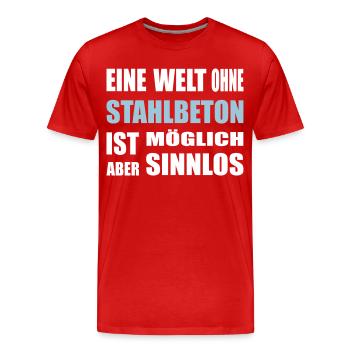 Béton, béton armé, pour ouvriers du bâtiment, ciment, construction - T-shirt bio Premium Homme - rouge - Devant - Damien (186cm)