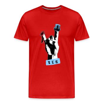 Chemise de mariage à la main Rock n Roll - T-shirt bio Premium Homme - rouge - Devant - Damien (186cm)