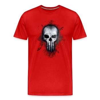 Skull Skull Death Gothic Paint Splatter Art - Men's Premium Organic T-Shirt - red - Front - Damien (186cm)