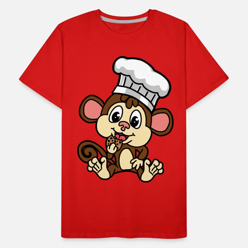 Drôle de petit singe avec biscuit petit baecker T-shirt bio Premium Homme