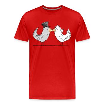 Happy bride and groom wedding doves - Men's Premium Organic T-Shirt - red - Front - Damien (186cm)