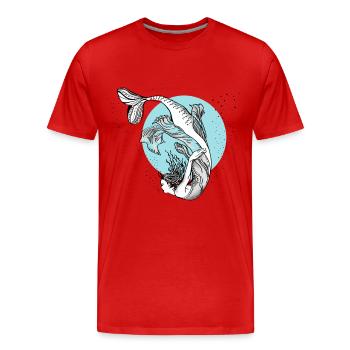 meerjungfrau Nixe illustration mädchen Wasser lol - Männer Premium Bio T-Shirt - Rot - Vorne - Damien (186cm)
