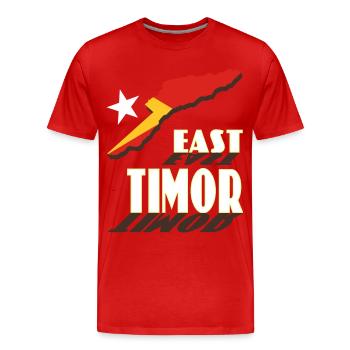 Carte du Timor oriental avec lettrage dynamique - T-shirt bio Premium Homme - rouge - Devant - Damien (186cm)