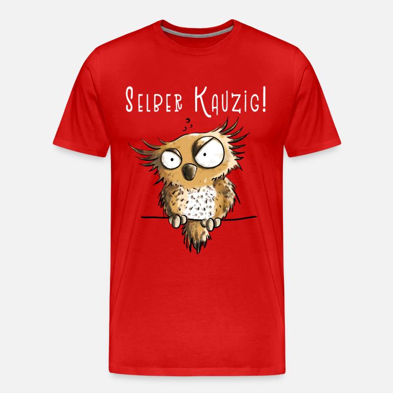 Selber Kauzig Eule Funmotiv Mit Spruch - Männer Premium Bio T-Shirt - Rot
