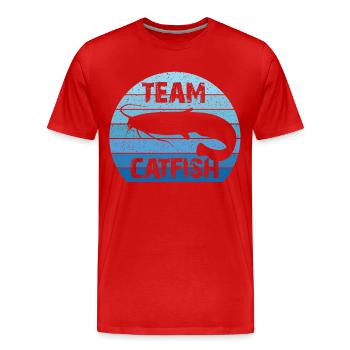 Equipe Catfish | Waller | Wels | Vintage - T-shirt bio Premium Homme - rouge - Devant - Damien (186cm)