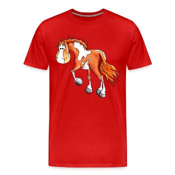 Drôle Pinto - Équitation Western - Cheval - T-shirt bio Premium Homme - rouge - Devant - Damien (186cm)