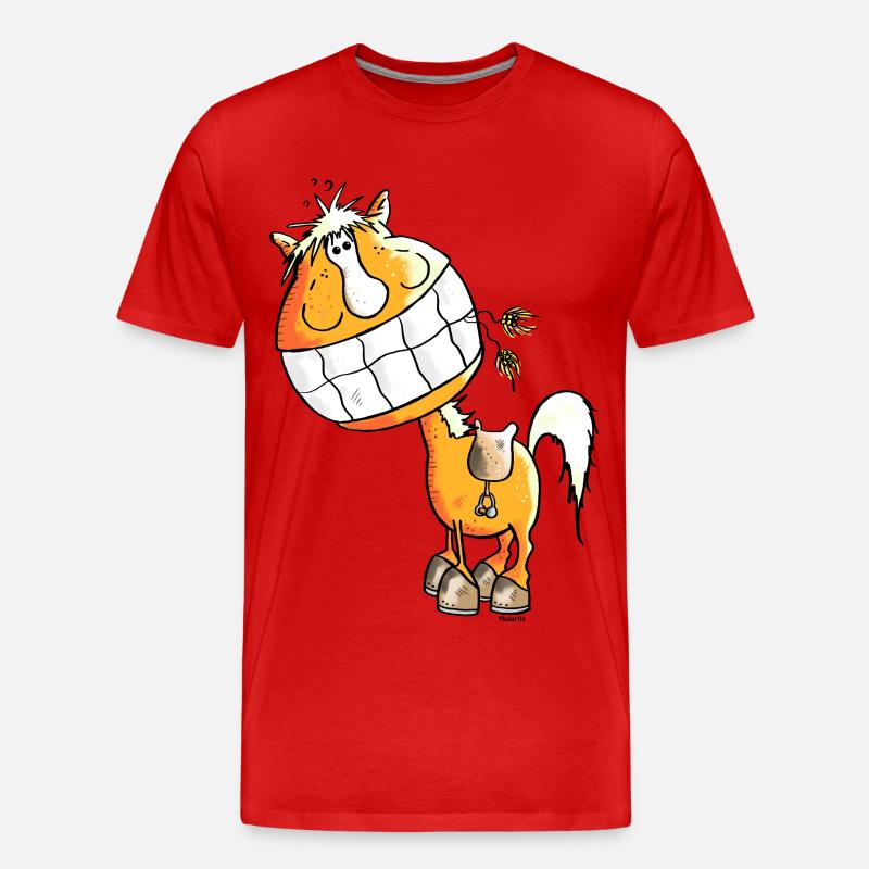 Strahlendes Pferd - Pferde - Männer Premium Bio T-Shirt - Rot