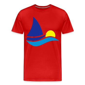 sailboat - Men's Premium Organic T-Shirt - red - Front - Damien (186cm)