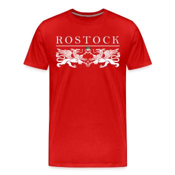 Rostock Greif Doppel - Männer Premium Bio T-Shirt - Rot - Vorne - Damien (186cm)