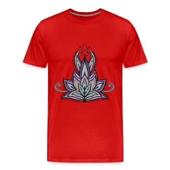 Abstraktes dekoratives Blumenmuster, Mandala - Männer Premium Bio T-Shirt - Rot - Vorne - Damien (186cm)