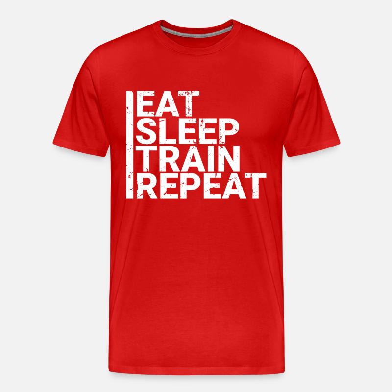 Eat Sleep Train Repeat - Männer Premium Bio T-Shirt - Rot