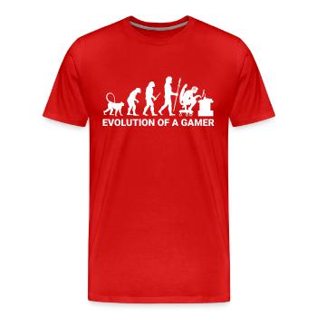 Evolution Gamer - Männer Premium Bio T-Shirt - Rot - Vorne - Damien (186cm)