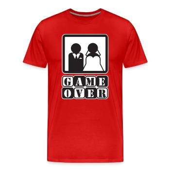 Junggesellenabschied Junggesellin Game Over Spruch - Männer Premium Bio T-Shirt - Rot - Vorne - Damien (186cm)