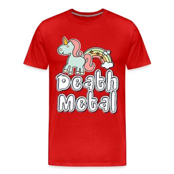 Licorne Death Metal | Licorne - T-shirt bio Premium Homme - rouge - Devant - Damien (186cm)