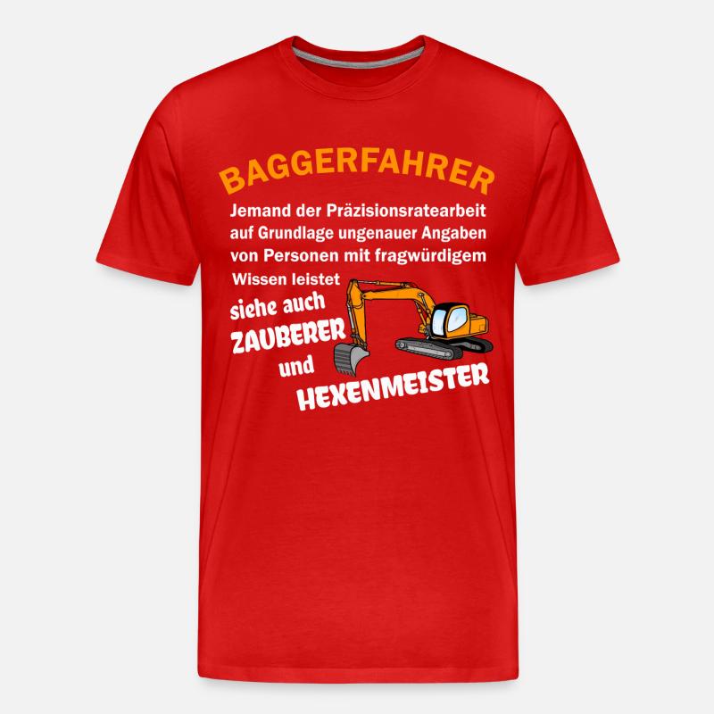 Baggerfahrer Zauberer Hexenmeister - Männer Premium Bio T-Shirt - Rot