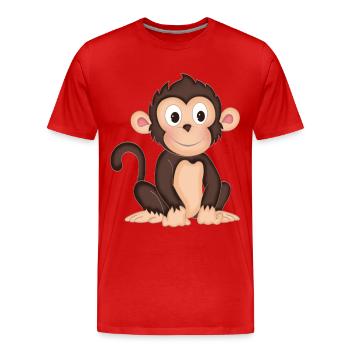 Kleines Äffchen - Männer Premium Bio T-Shirt - Rot - Vorne - Damien (186cm)