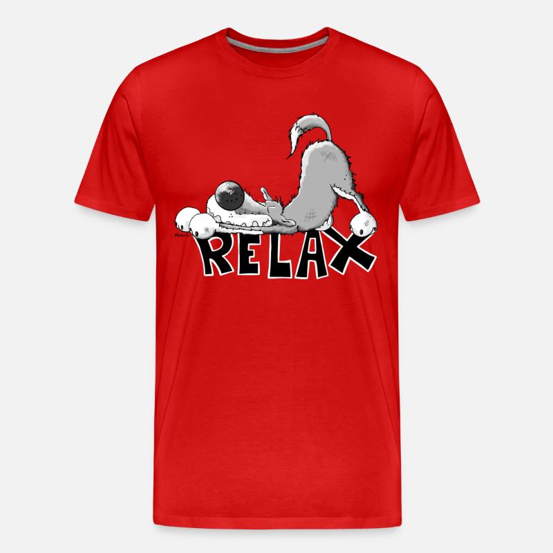 Relax Wolf - Männer Premium Bio T-Shirt - Rot