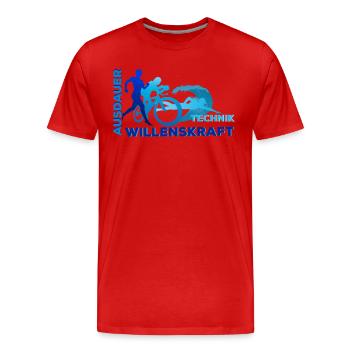 Triathlon - Ausdauer - Technik - Willenskraft - Männer Premium Bio T-Shirt - Rot - Vorne - Damien (186cm)