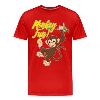Singe Singe Amusant Singe Singe - T-shirt bio Premium Homme - rouge - Devant - Damien (186cm)