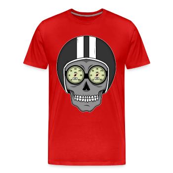 Skull Biker - Design - T-shirt bio Premium Homme - rouge - Devant - Damien (186cm)