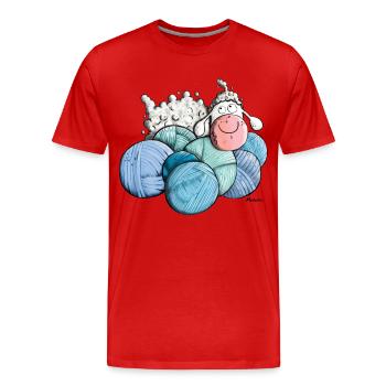 Schaf auf Wolle - Männer Premium Bio T-Shirt - Rot - Vorne - Damien (186cm)