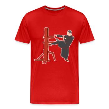 Pose de combat de Wing Chun - T-shirt bio Premium Homme - rouge - Devant - Damien (186cm)