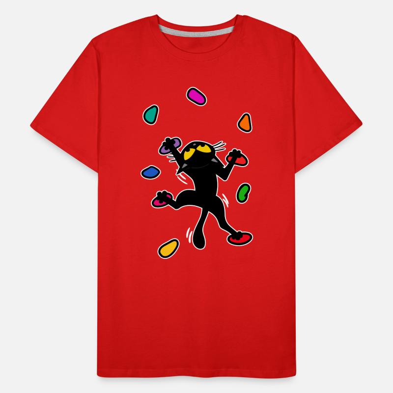 Boulder Katze Kätzchen Klettern Bergsteigen Lustig Männer Premium Bio T-Shirt