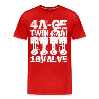 4A GE Twin Cam 16 Valve engine. The legendary engine - Men's Premium Organic T-Shirt - red - Front - Damien (186cm)