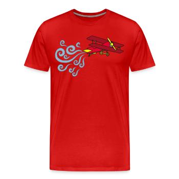 Vintage Flugzeug - Männer Premium Bio T-Shirt - Rot - Vorne - Damien (186cm)