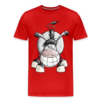 Grinse Esel - Männer Premium Bio T-Shirt - Rot - Vorne - Damien (186cm)