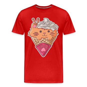 Cat ice cream wafer Stubentiger fun kids gift - Men's Premium Organic T-Shirt - red - Front - Damien (186cm)