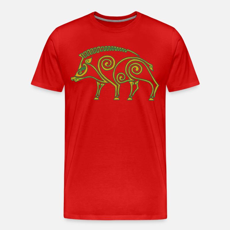 Keltischer Eber - Männer Premium Bio T-Shirt - Rot