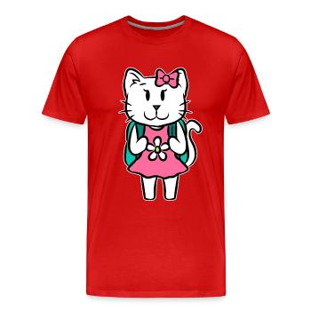 Cadeau de dessin animé pour les enfants inscrits à l'école de chat - T-shirt bio Premium Homme - rouge - Devant - Damien (186cm)