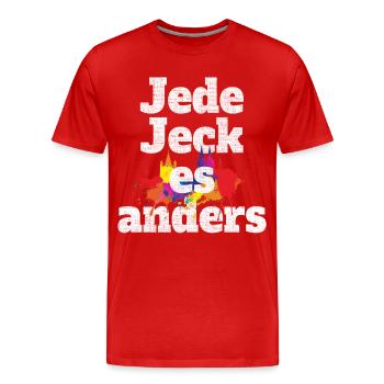 Kölsch jeden jeck es anders Kölner Grundgesetz Köln - T-shirt bio Premium Homme - rouge - Devant - Damien (186cm)